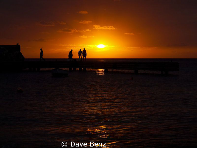 Sunset at Boca Sami, Curacao. by Dave Benz 