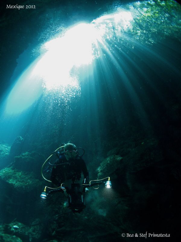 Beatrice in Ponderosa Cenote. by Bea & Stef Primatesta 