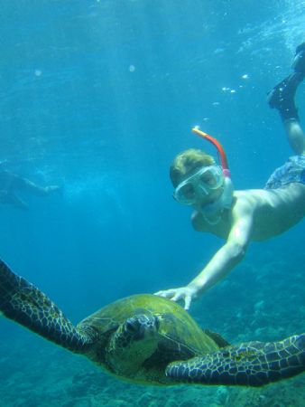 9 year-old Alexander and his new-found friend....Kona, Ha... by Christopher Scott 
