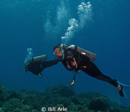Melissa from Utah.  Her first ocean dives.  Big Island, H... by Bill Arle 