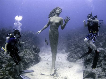 Mermaid and friends Sunset House Grand Cayman Island. Oly... by Steven Pahel 