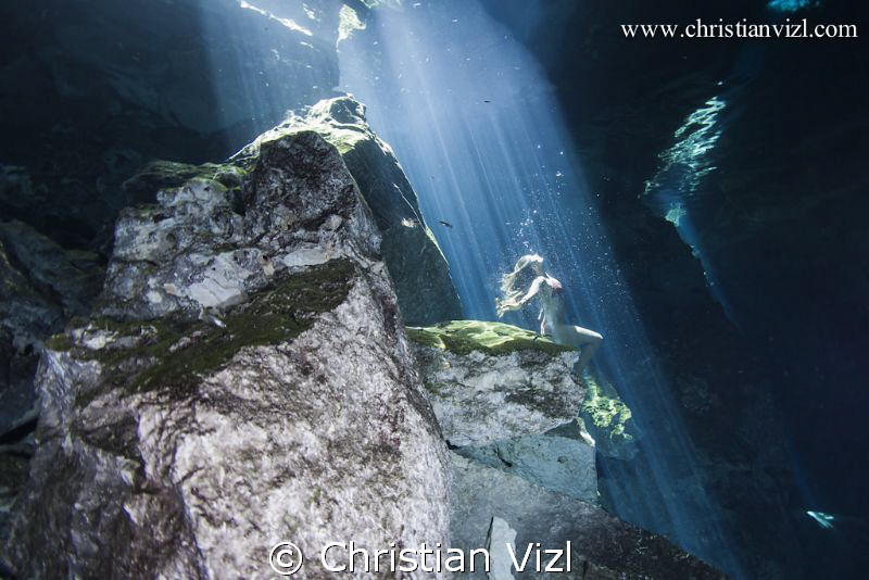 Selkie at cenote Chikin Ha, Quintana Roo, Mexico. by Christian Vizl 