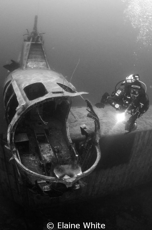 Small Helicopter and diver in Capernwray. Converted to bl... by Elaine White 
