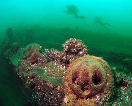 Divers explore the George A Marsh in Lake Ontario. The sh... by Andy Morrison 