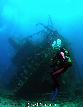 Wide angle shot of Giannis D Wreck with a model hovering ... by Niall Deiraniya 
