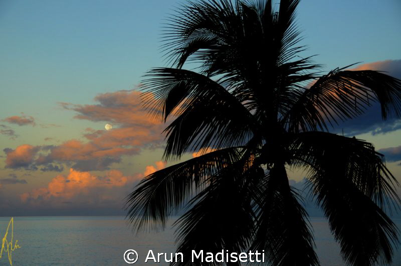 moon almost set but behind clouds by Arun Madisetti 