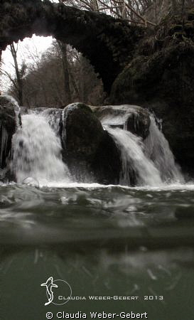 "Schiessentümpel" waterfall in winter by Claudia Weber-Gebert 