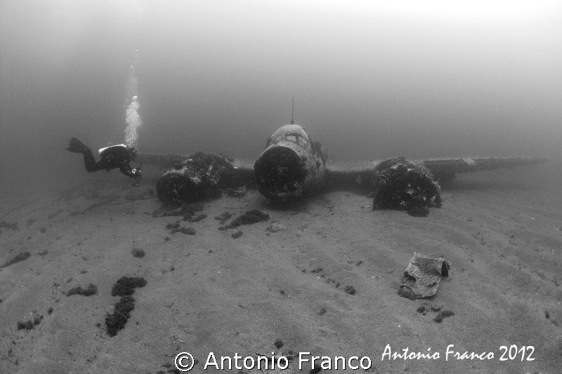 II WORD WAR JUNKER 88 AIRPLANE IN BLACK&WHITE by Antonio Franco 