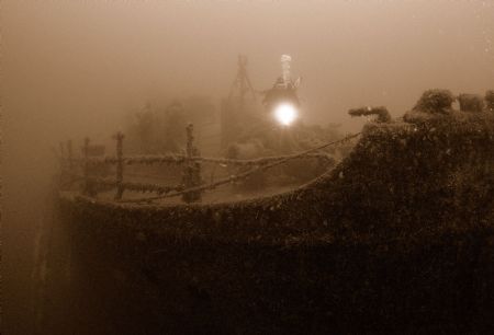 Diver on the wreck of "gudrun" outside Kristianssand Norw... by Henrik Gram Rasmussen 
