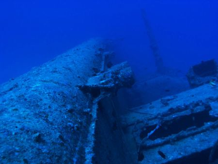 USS Emmons at 140ft. off the coast of Okinawa, with one o... by Michael Easley 