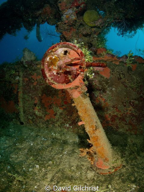 On the bridge,Kansho Maru, Chuuk (Truk ) Lagoon by David Gilchrist 
