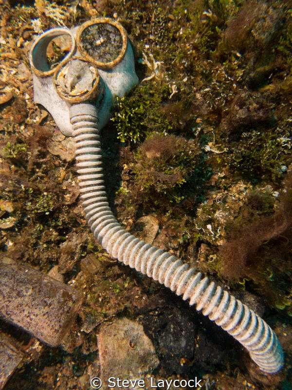 Gas mask on board Fujikawa Maru by Steve Laycock 