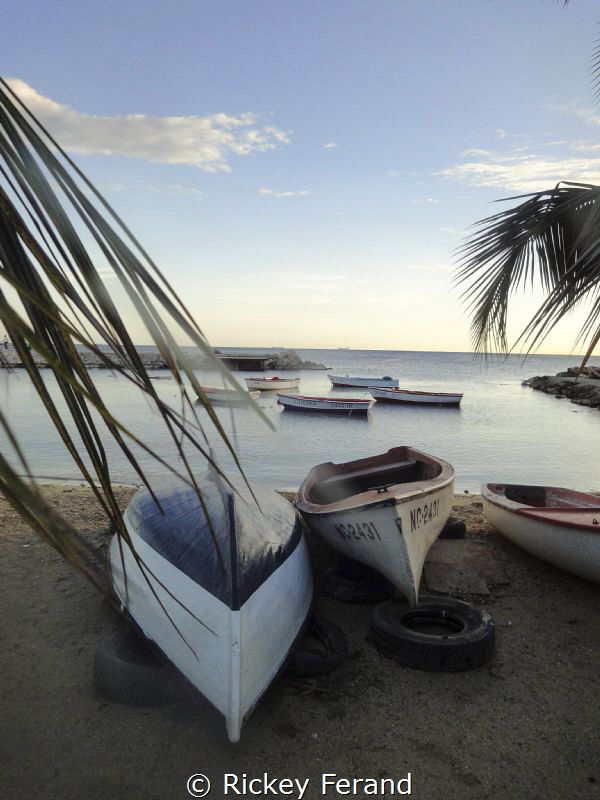 View from the Sea Side Terrace on Fisherman's Bay, Curacao by Rickey Ferand 