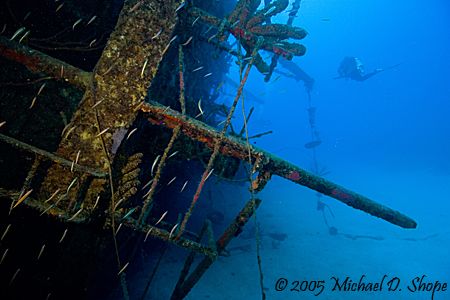 Ships wheel on the Hilma Hooker in Bonaire N.A. taken wit... by Michael Shope 
