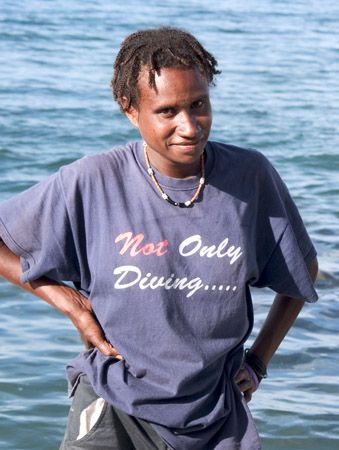 'My favourite divemaster' from PNG. Taken with Olympus E-20. by Istvan Juhasz 