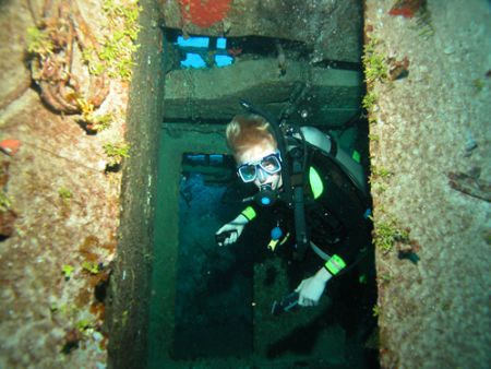 My son inside the H.M.S. Tibbett by Don Bricker 