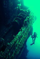 Ship wreck off Orchid Island, Taiwan. 