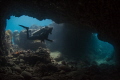 Jade enters the famous Lover's Tunnel in Saint Lucia 