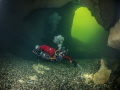 Cavernzone of the Cunhac cave in the Lot river. Only a few weeks a year good viz. 