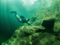 Riverdiving in Switzerland. River Verzasca. 