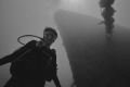  5 Stories below the Grove - looking up at the bow of the Speigel Grove wreck, Key Largo, Fl  