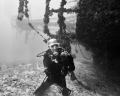 Pamela holding a Hermit Crab, at the Bibb Wreck - Shot at 130 ft - Key Largo, FL 