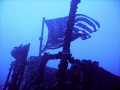 Flag on the wreck of the Duane out of Key Largo. 