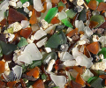 Beautiful sea glass beach in Bermuda. Sea glass, also called mermaid's tears, is broken ceramics (bottles, plates, etc.) that have scoured along the bottom of the sea for years before landing on a beach. 