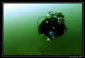 My friend Pili during a dive on the "Wels catfish barge" ... i love the colour of our lakes :-) 
