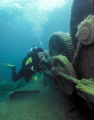 Diver examines equipment on the vessel Michigan, in Georgian Bay, Ontario 