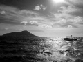 Surface interval with Diamond Head on the horizon and a second dive to come. 