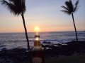 How to capture a beautiful sunset?
Why, in a bottle of beer, of course.  (We have a "catch and release" policy, so don't worry.) 