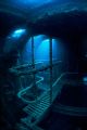 The machine-room of the Kalais. This beautyful wreck laying in only 30 meters depth will disappear because it is inside the ampliation area of the exterior mole of the harbour at Las Palmas, Gran Canaria. This picture was taken may 2004.