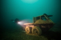Steve Jones infront of Alvis Stalwart at NDAC, Chepstow with his Orcalight Seawolf 22k lumen lamp