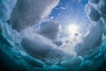 Drift ice diving in Shiretoko,Hokkaido,Japan.