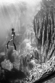 Freediving in the amazing Barracuda Lake , Coron , Philippines . Freediver : MJ Paula