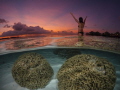 Sunset on a calm evening in Maldives..