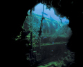 The Wreck of the Mizpah -- West Palm Beach, FL. Taken from inside the engine room looking out. Taken with a Coolpix 5000 in a Light and Motion housing using a UR pro filter -- no strobes.