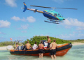 Picture taken during a surface break between dives in a lagoon on the east point of Curacao. The helicopter came by to check us out!