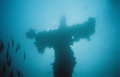 God must be close.  Truk Lagoon.  Mast of the Fujikawa Maru