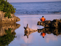 A young boy reflects. Roatan Honduras.