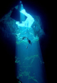 On the line. Deco in the clear waters of an Australian Sinkhole.