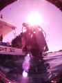 Shooting w DC500, wide angle lens with Sun backlighting subject getting back on the boat, vicinity Nassua Bahamas Nov 2008.
