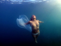 I took this picture with this asian beauty in the caribbean sea on a perfect sunny day. At least I think the model had more fun than me...after the shooting she dives and dives and dives...
