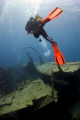 Diver explores wreck off Tenerife. EOS 20d Ikelite housing 1 DS 125 Full power, Ev +1, RAW, manual, ISO100, lens 10-17 Tokina.