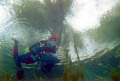 a ride with the scooter in the lake