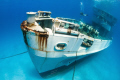 This is the newly-sunk wreck of USS Kittiwake in the Cayman Islands.  Shot with a 10-17mm lens in clear water, you can see the wreck from bow to midships.