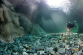 Great lightning in der Verzasca River in Switzerland.