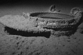 Always an interesting situation to find common place element of a ship in a not so common place. This one was on one of the decks within the middle of the wreck, well away from the sides.