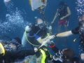 Everyone is holding on for decompression after a deep dive at the Canyons.
